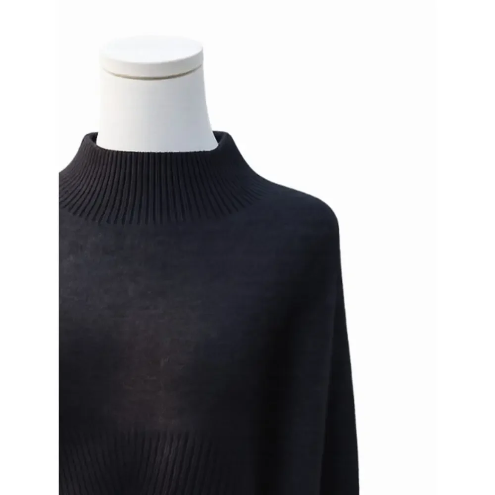 Rebecca Minkoff Priscilla Two Texture Merino Wool / Alpaca Mock Neck Sweater L